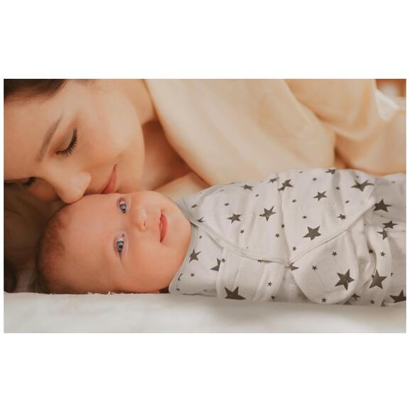 Swaddle Blankets 3 Pack 0-3 Months, Elephant, Stars & Stripes designs, Newborn - Picture 6 of 9